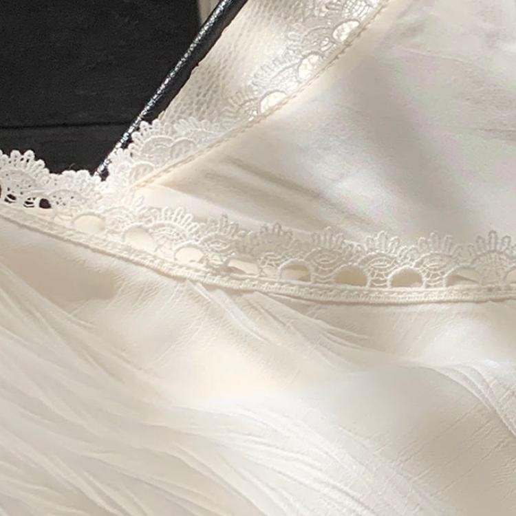 mimi&didi#เสื้อลูกไม้ชีฟอง เสื้อเชิ้ตผ้าชีฟองกันแดดคอวีสีขาวฝรั่งเศสสำหรับผู้หญิง ในช่วงฤดูร้อนบาง ๆ ระดับไฮเอนด์#99141 - รูปที่ 6