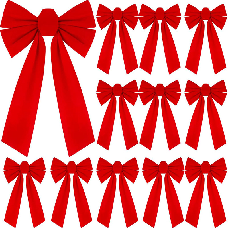 1/3/5 ชิ้นขนาดใหญ่กํามะหยี่สีแดงคริสต์มาสโบว์เครื่องประดับ/Merry Xmas Tree Door Back DIY Bow Decor
