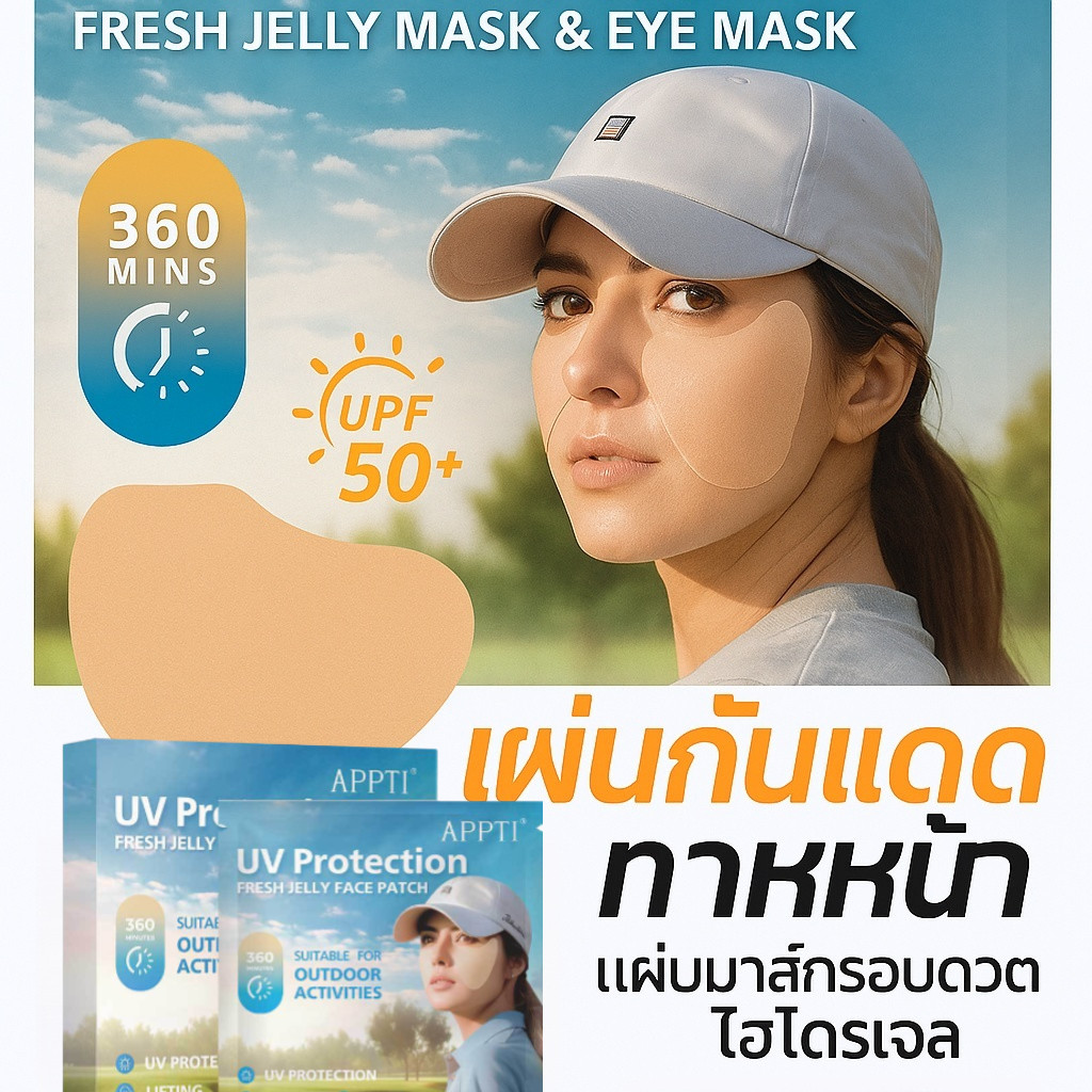 🔥5 ชิ้น/กล่อง🔥SPF 50+ แผ่นแปะหน้ากันแดดป้องกันรังสียูวี นำเข้าจากเกาหลี/ แผ่นสติกเกอร์กันแดด ป้องกัน UVB 98.4%/แผ่นกันแดดสำหรับหน้า/การป้องกันแสงแดด/เจลกันแดดสำหรับใบหน้า/แผ่นแปะกันแดด