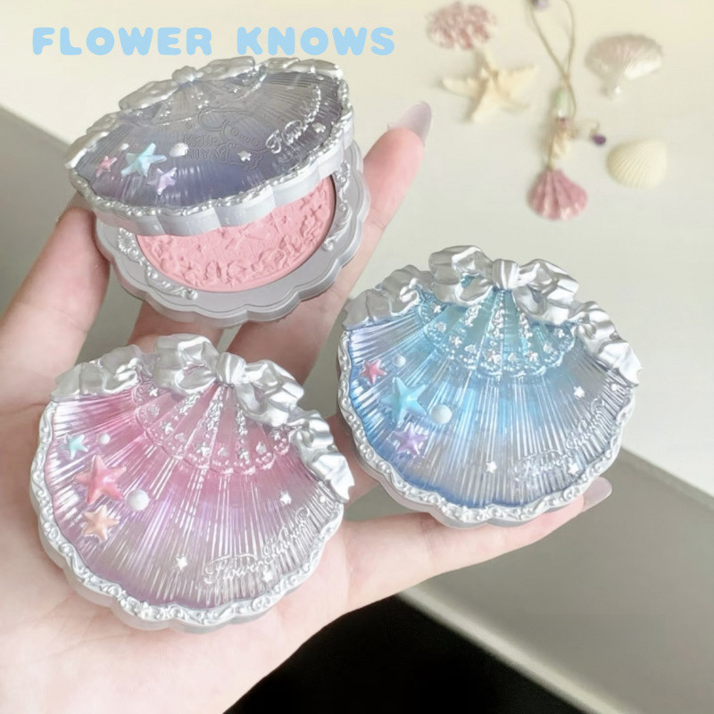 FLOW KNOWS Powder Blusher Shell Pearl Series ผ้าไหมซาตินธรรมชาติขยาย Powder Blusher Matte Relief ประณีต Red Shell Pearl Series บรรเทาซาติน Powder Blusher