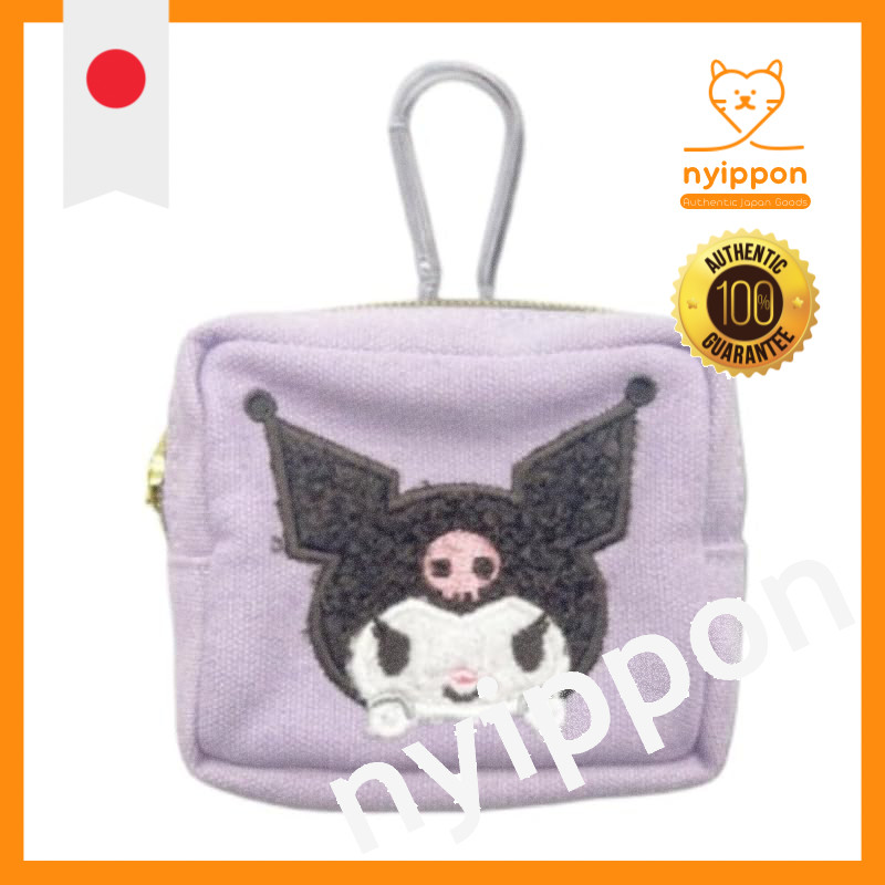 Hatakayama Trading Mini Pouch with Carabiner - 3D Applique Embroidery Design - My Melody & Cinnamoro