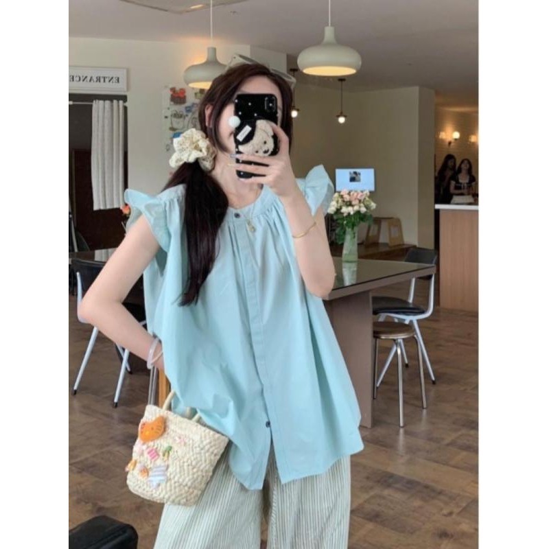 Shayne💛เสื้อเชิ้ต สีทึบ รุ่นยาว สไตล์เก๋ไก๋ แฟชั่นเวอร์ชั่นเกาหลี จัดส่งภายใน 24 ชั่วโมง