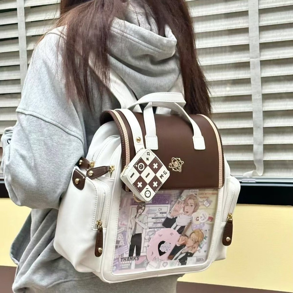 ขายร้อน!F & X Pain Bag สไตล์ใหม่โปร่งใส Double-Shoulder One-Shoulder College Messenger กระเป๋าบาร์ Chirp ขนาดใหญ่-ความจุ 2 มิติ