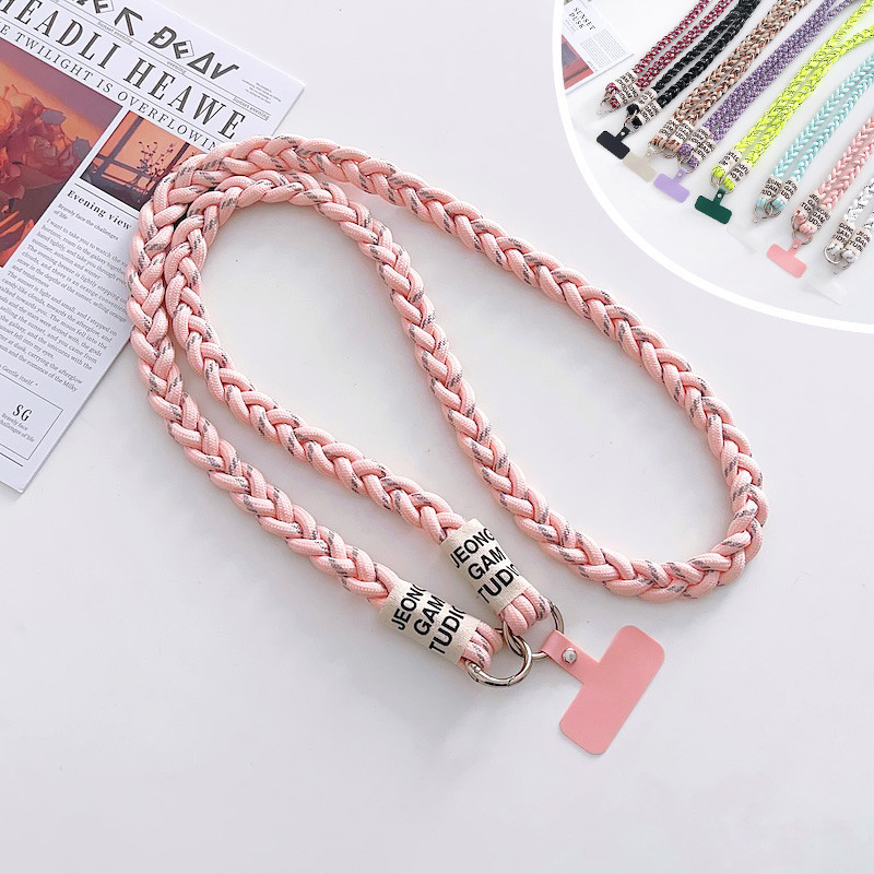 เชือกเส้นเล็ก กระเป๋าสะพายข้าง สําหรับเคสโทรศัพท์ที่มีแพทช์แท็บ ไนลอนที่มีสีสันสร้อยคอสายเชือกเชือกอุปกรณ์โทรศัพท์