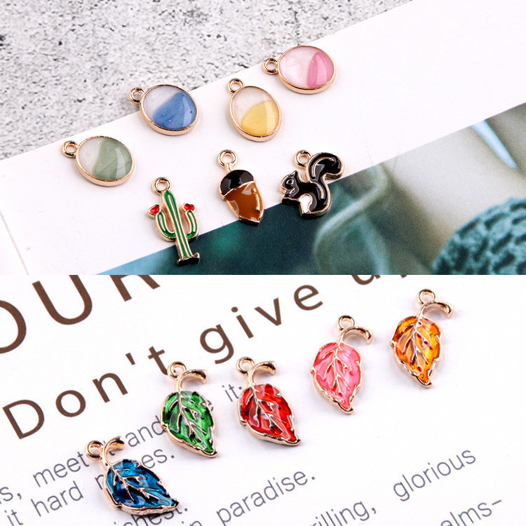 โลหะผสม DIY เครื่องประดับต่างหูต่างหูวัสดุทำมือต้นไม้ใบไม้กระรอกนกฟลามิงโกแคคตัส yqwk