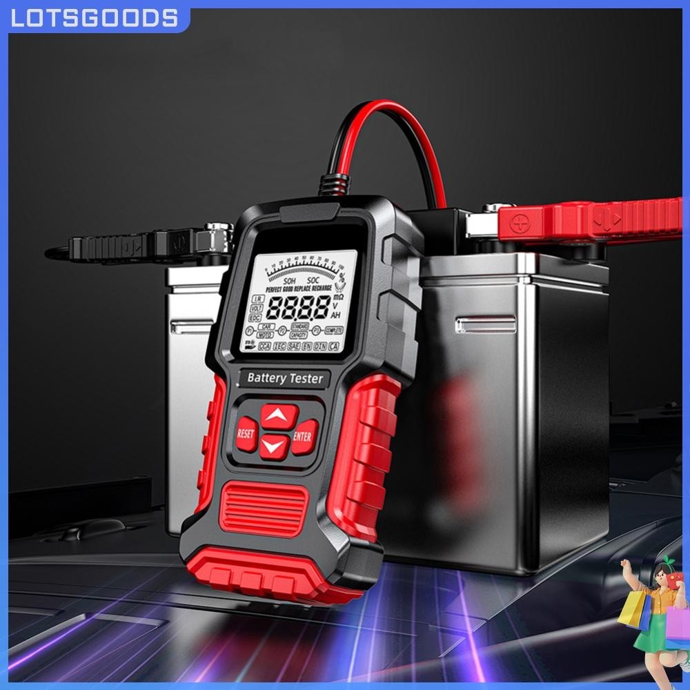 Lotgoods.th In Stock เครื่องทดสอบแบตเตอรี่รถยนต์จอแสดงผล LCD เครื่องทดสอบแบตเตอรี่อัจฉริยะ SOH SOC CCA IR การวัด