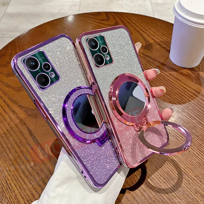 สําหรับ OnePlus Nord CE 2 Lite 5G กรณีซิลิโคนอ่อนนุ่ม Electroplated TPU SoftCase เคสโทรศัพท์พร้อมกระจกยึดแม่เหล็ก
