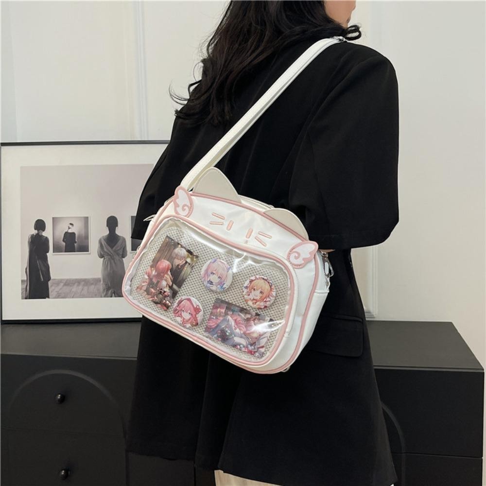 Perneaky Kawaii Cat Itabag, กระเป๋าตุ๊กตาใสน่ารัก, กระเป๋าเป้สาวอินเทรนด์ลําลอง