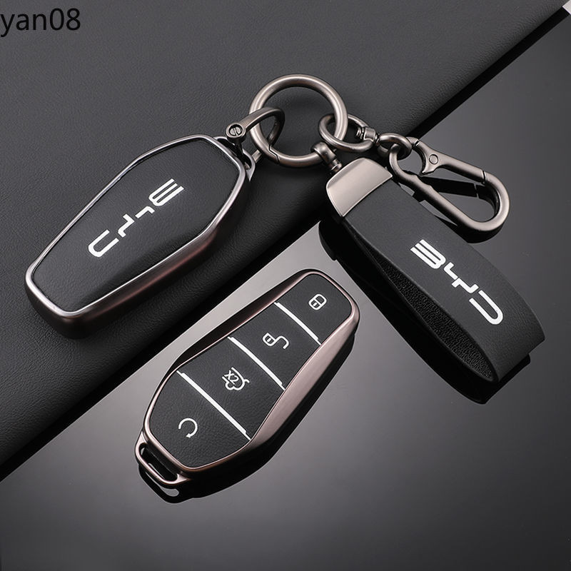 4 ปุ่ม TPU + หนังกุญแจรถสําหรับ BYD Atto 3 Han EV Dolphin รีโมทคอนโทรลฝาครอบป้องกันอุปกรณ์เสริมอัตโนมัติ