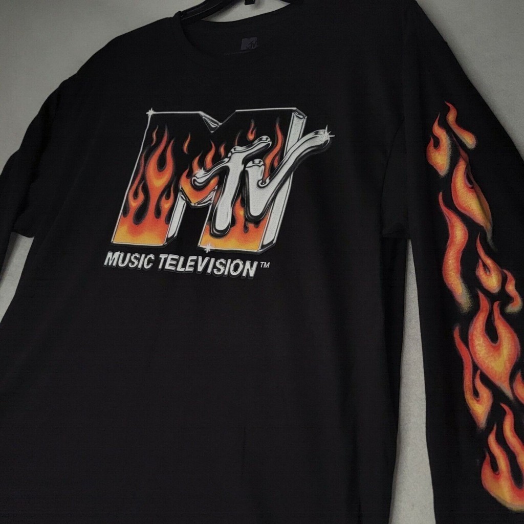 (คลังสินค้าพร้อม) Mtv Music TV Retro oldschool หลวมสบายๆเสื้อยืดแขนยาวผู้ชายผู้หญิงผู้ใหญ่ All-Match สไตล์ใหม่