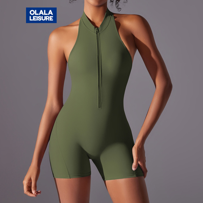 Yoga Sports Set One-piece Padded Zip Bodysuit Hip-lifting Sexy Back Dance Wear