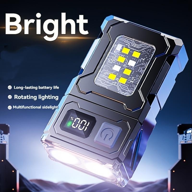 ไฟพวงกุญแจแม่เหล็กหมุนได้ ยูเอสบี ชาร์จซังไฟฉาย สุด ๆ สว่าง หมวกคลิปไฟสําหรับตั้งแคมป์ตกปลาฉุกเฉิน