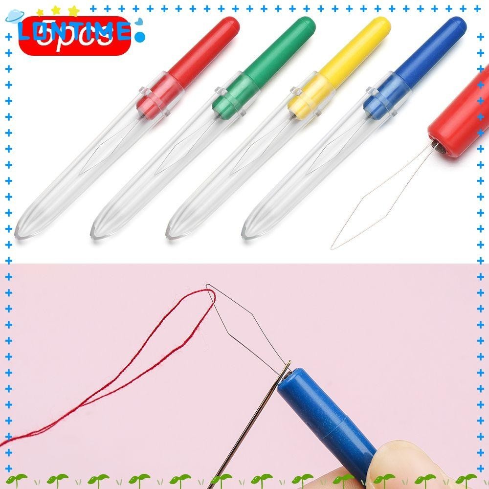 Lontime 5 ชิ้นเข็ม Threader DIY สีสุ่มเครื่องมือเย็บผ้าทําด้วยมือ