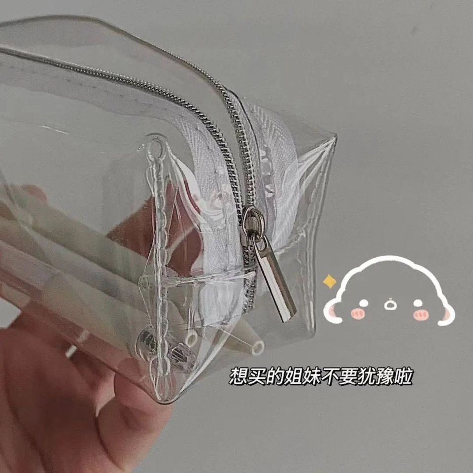 Muji สไตล์โปร่งใส pvc ดินสอนักเรียนมัธยมต้นเครื่องเขียนมูลค่าสูง Niche กระเป๋าเครื่องเขียนความจุขนาด