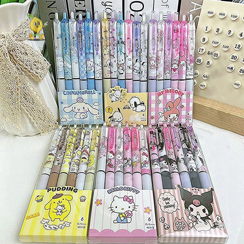 [mozh] 6 ชิ้น Creative Kawaii การ์ตูนเจลปากกาน่ารักอะนิเมะกดปากกาทนทาน Smooth Wrig ปากกาเครื่องเขียนนักเรียนอุปกรณ์สํานักงาน [TH]