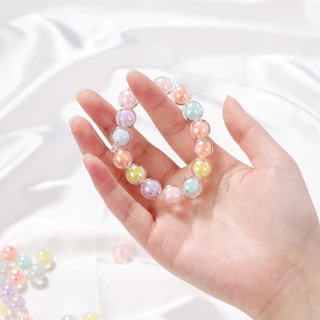 St.kunkka 8-15 มม.อะคริลิคผสมรอบลูกปัด 30-50 ชิ้นย้อมแกนลูกปัดสําหรับ DIY สร้อยข้อมือสร้อยคอทํา