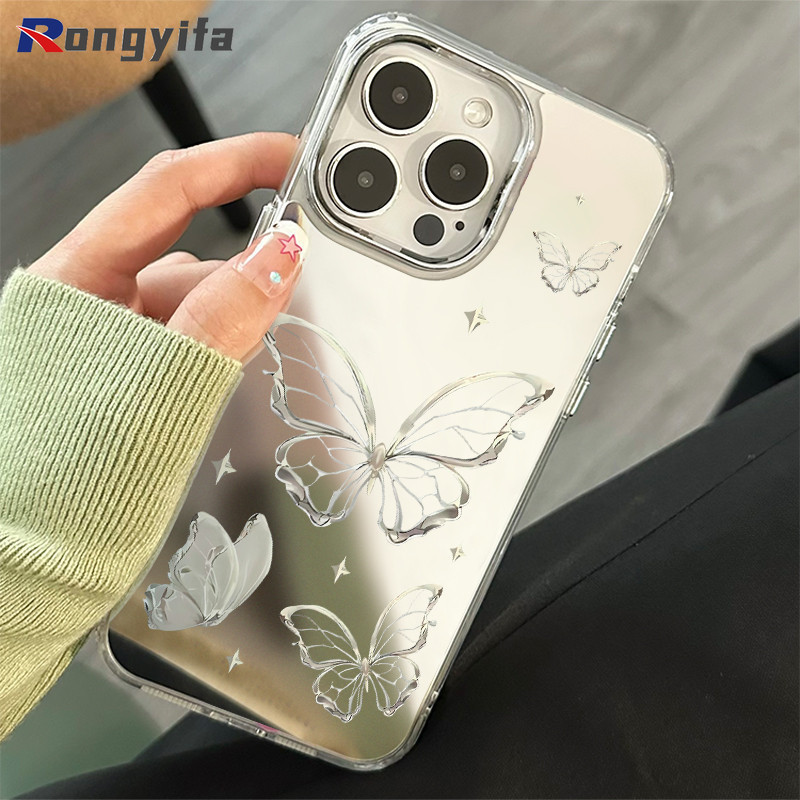Insสไตล์โลหะผีเสื้อกระจกเคสโทรศัพท์สําหรับoppo Reno 12 11 10 9 8 A96 A94 A93 A1 F21 F19 Pro 8Z 7Z 8T 6Z 5Z 5F 5K 4F 4F 4 ค้นหาX7 Ultra Electroplated X3 Liteปลอกอ่อน