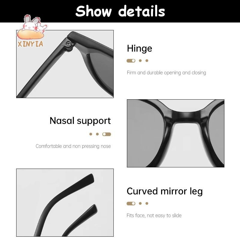 แว่นตากันแดดuv400 กรอบหนา ทรงสี่เหลี่ยม สีดํา สไตล์วินเทจ หรูหรา แฟชั่นเรโทร สําหรับผู้หญิง สําหรับผู้ชาย xinyia,th - รูปที่ 5