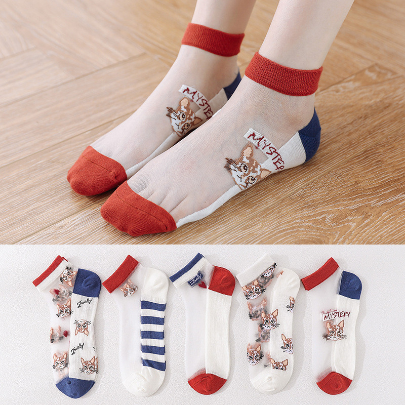 HOME818 ถุงเท้าซีทรูหมี เดซี่ ถุงเท้าแฟชั่น (1ถุง10คู่) ใส่สบาย พร้อมส่ง