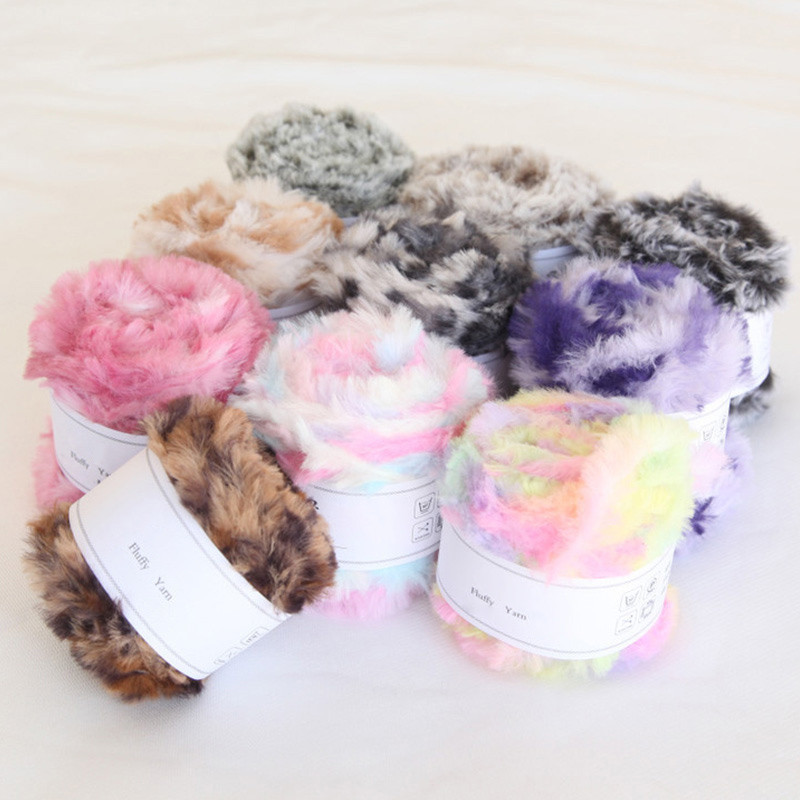 Super Soft Mink Velvet เส้นด้าย Chunky Fluffy Faux Fur เส้นด้ายโครเชต์ถักผ้าพันคอหมวกผ้าห่ม DIY Craft