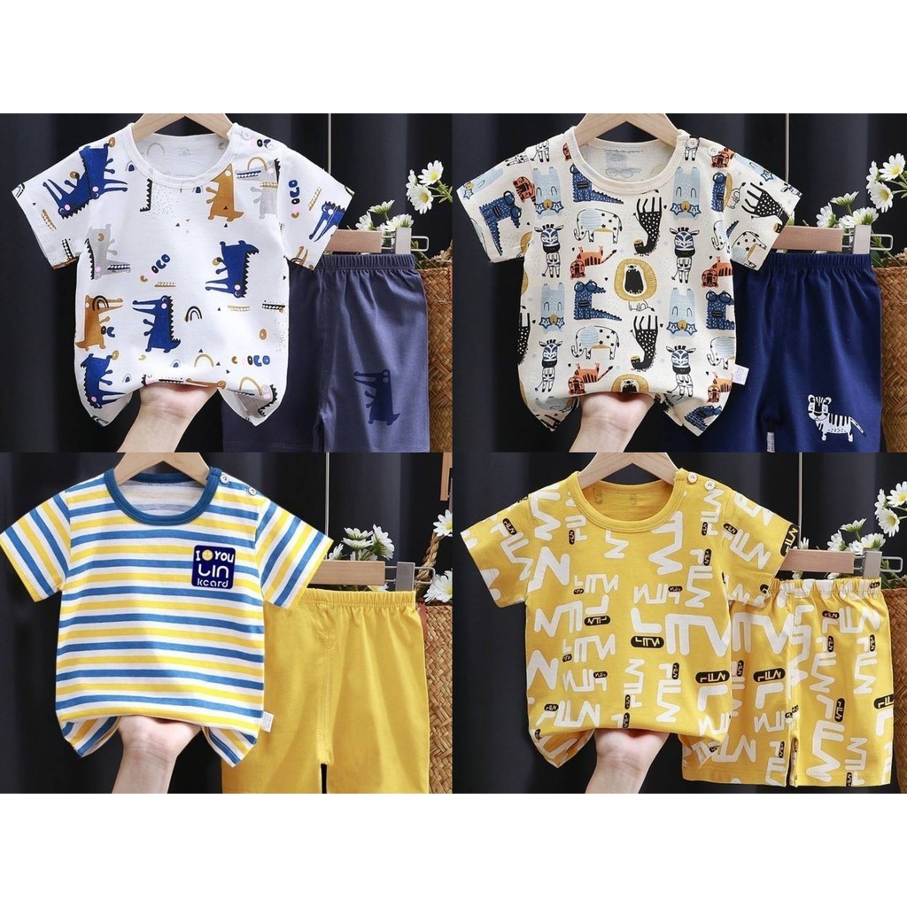 พร้อมส่ง เสื้อผ้าเด็ก ชุดเด็ก เสื้อแขนสั้น+กางเกงขาสั้น เนื้อผ้านิ่มดี ใส่สบาย