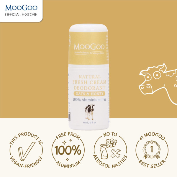 MooGoo Fresh Cream Deodorant Oats & Honey |  โรลออนระงับกลิ่นกายสูตรธรรมชาติ กลิ่นโอ๊ตส์และน้ำผึ้ง