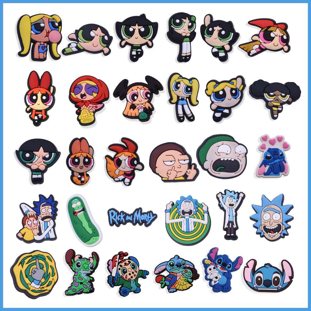 Pins Stitch Aborumination Powerpuff Girls Animation DIY รองเท้าปุ่ม Charm
