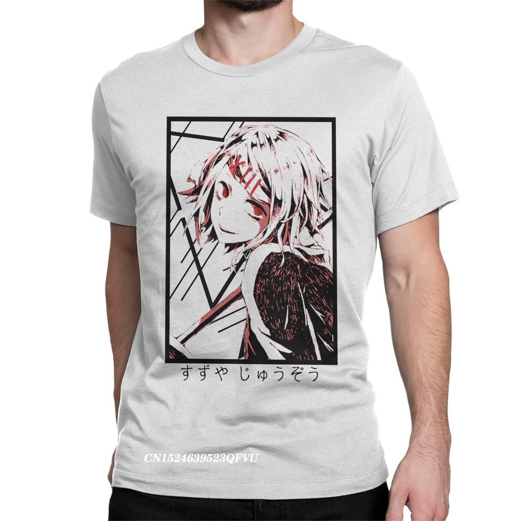 Juuzou Suzuya Tokyo Ghoul Tshirt ผู้ชายผ้าฝ้าย Awesome Tee เสื้อรอบคอ Anime Tee เสื้อ Harajuku Tops 