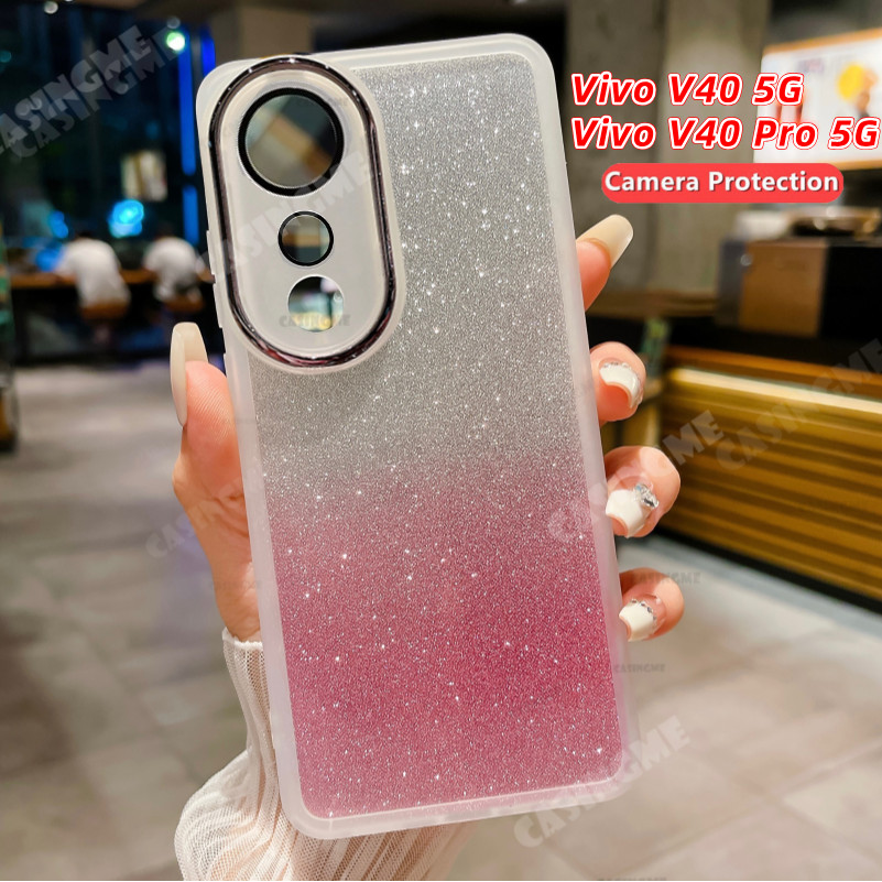 Vivo V40 5G V40Pro 2024 Bling Glitterปลอกซิลิโคนนุ่มโปร่งใสเคสโทรศัพท์สําหรับVivo V40 5G VivoV40 V 40 Pro V40Pro V40E 5G 2024 กล้องเลนส์ป้องกันกันกระแทกปกหลัง