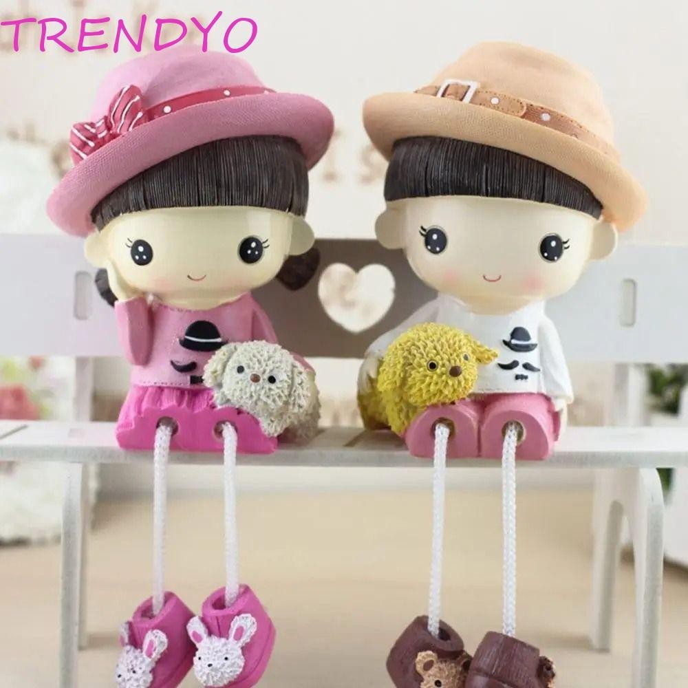 Trendyo 1 คู่นั่งคู่เครื่องประดับ จี้ตุ๊กตาคู่ เด็กชายและเด็กหญิง หัวใจรัก หมีกระต่าย น่ารัก ตกแต่งบ้าน อัตโนมัติ