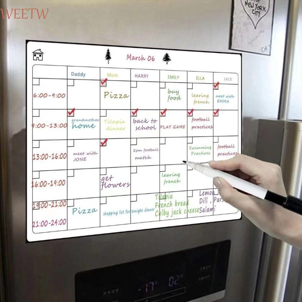 Weekw Magnetic รายเดือน Planner, 12 "X 16" A3 ปฏิทินไวท์บอร์ด, INS Schedulable To Do List Message Organizer ตู้เย็น