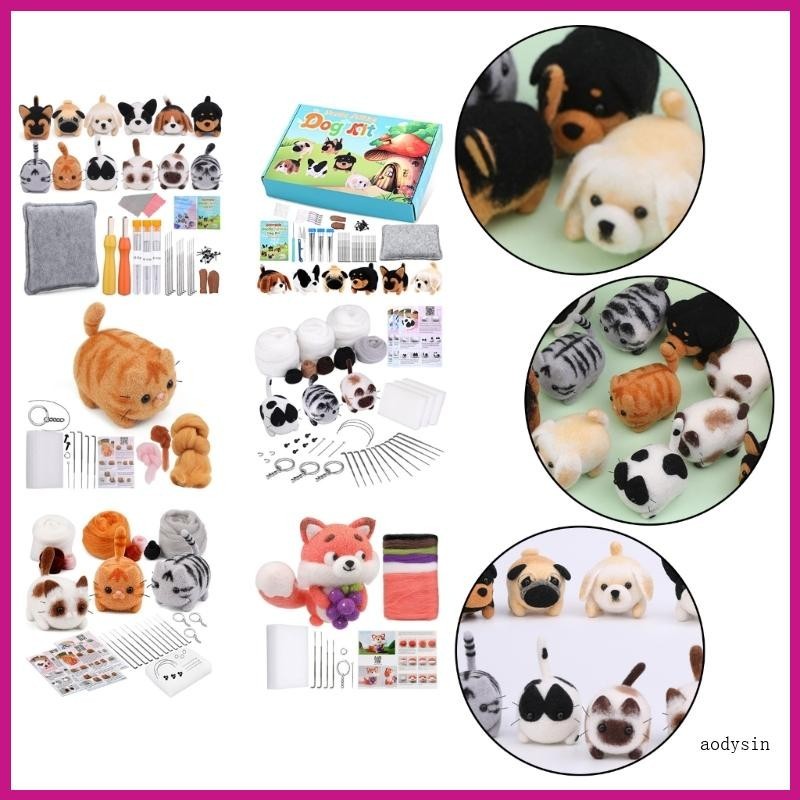 (ส่วนลดสูง)aodysin.th Needle Felting Set Animal Felting Starter Kits with Felting Needle และคําแนะนํ