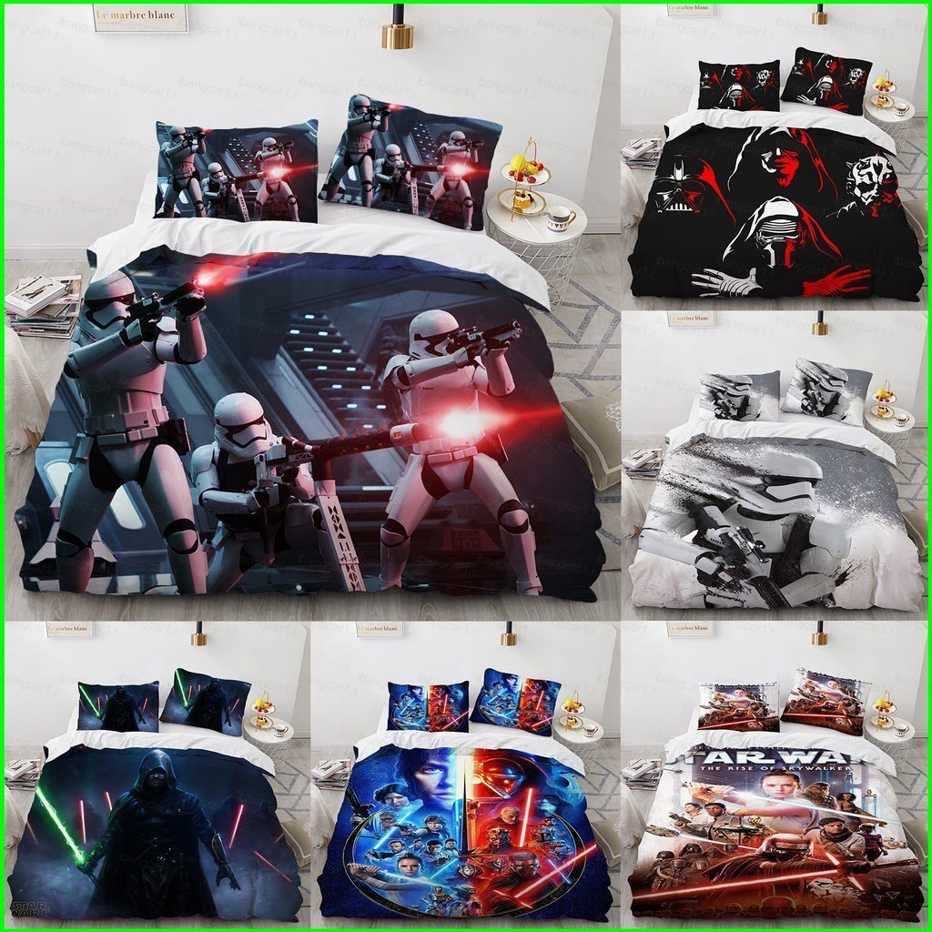 Yb Star Wars 3IN1 ชุดผ้าปูที่นอนผ้านวมปลอกหมอนคุณภาพพรีเมี่ยมชุดเครื่องนอนบ้านห้องนอนล้างทําความสะอา