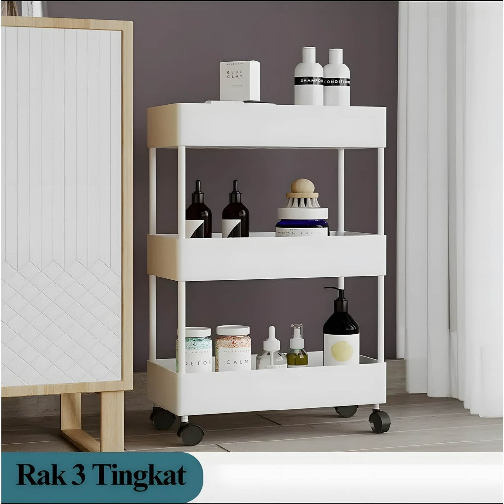 ROSIE MULTIPURPOSE SHELF 3-TIER CORNER SHELF / SALON SHELF 3-LAYER KITCHEN SHELF / SQUARE BATHROOM S