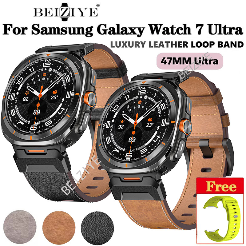 No Gaps สายหนังสําหรับ Samsung GALAXY นาฬิกา ULTRA 47 มม.หรูหราทนทานธุรกิจสําหรับ GALAXY ULTRA 47 มม.สร้อยข้อมือกีฬา Watchband Accessorie