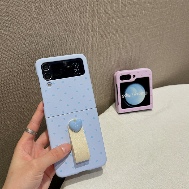 Hard PC เคสโทรศัพท์ Samsung Galaxy Z Flip 6/5/4/3 หนังแหวนกันกระแทกปกหลัง Love Heart Candy