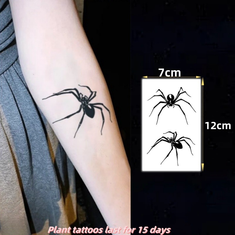Gemini Spider Pattern Tattoo สาวเซ็กซี่แขนพืช Tattoo สติ๊กเกอร์รอยสักกันน้ํา ติดทนนาน 15 วัน รอยสักปลอมชั่วคราว