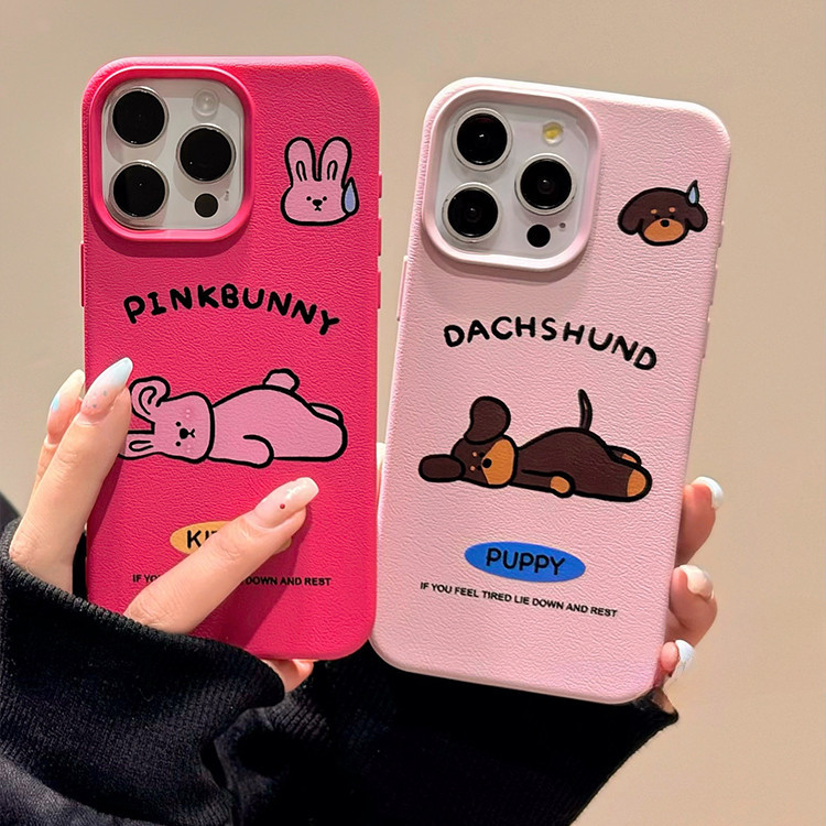 ใช้งานร่วมกับสําหรับ iPhone 15 14 13 12 11 Pro MAX X XR XS MAX 7 8 Plus INS การ์ตูนตลกสนุกสุนัขกระต่ายเคสโทรศัพท์ปกอ่อน