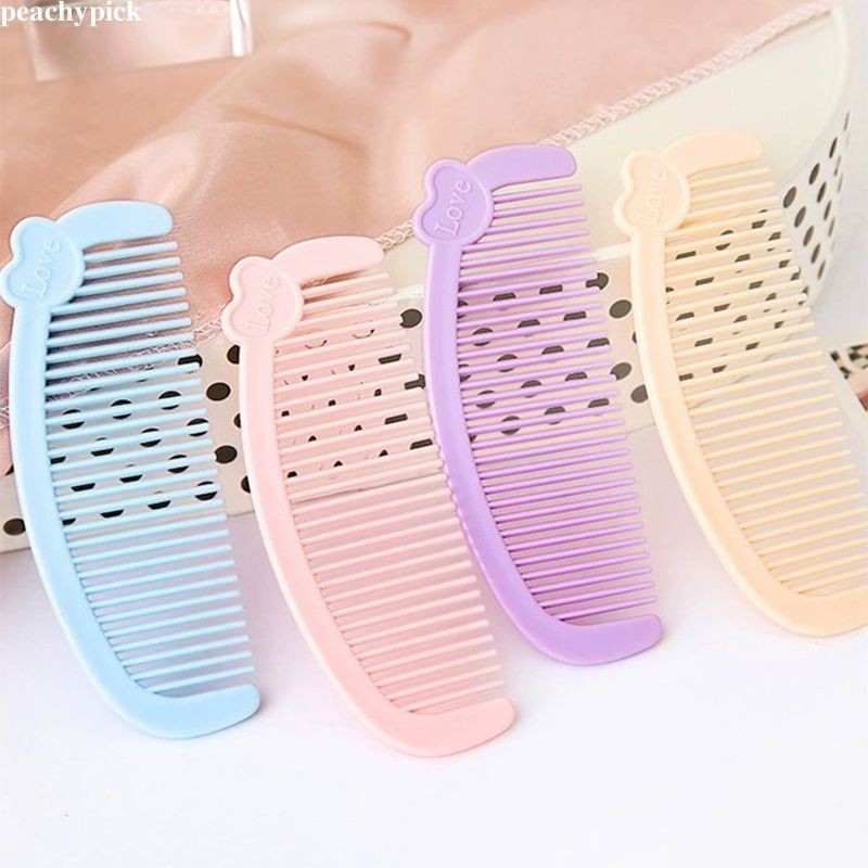 peachypickHeart Mini Comb น่ารักนักเรียนแบบพกพา Hairdressing หวีในครัวเรือนเด็กผ่อนคลายหวีผม