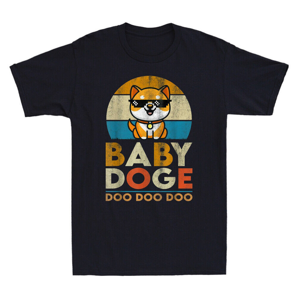 ใหม่ Baby Doge Doo Doo Doo สกุลเงิน Shiba Doge เหรียญเสื้อยืดผู้ชายวินเทจ