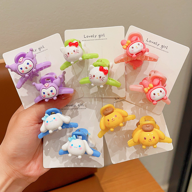 SANRIO ซานริโอ การ์ตูนอะคริลิกิ๊บผู้หญิงน่ารักขนาดเล็กอเนกประสงค์คว้าคลิปแฟชั่นอุปกรณ์ผม