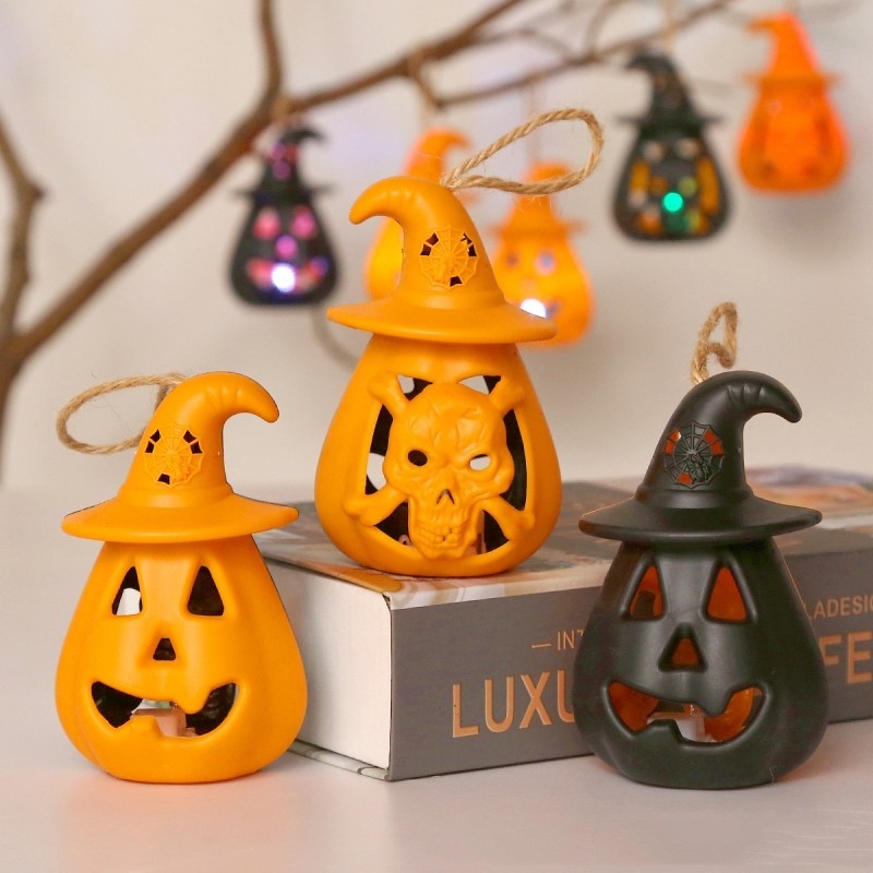 ฟักทองกะโหลกไฟกลางคืนโคมไฟ นํา ไฟกลางคืนตกแต่งห้องตารางโคมไฟตั้งโต๊ะของขวัญฮาโลวีน