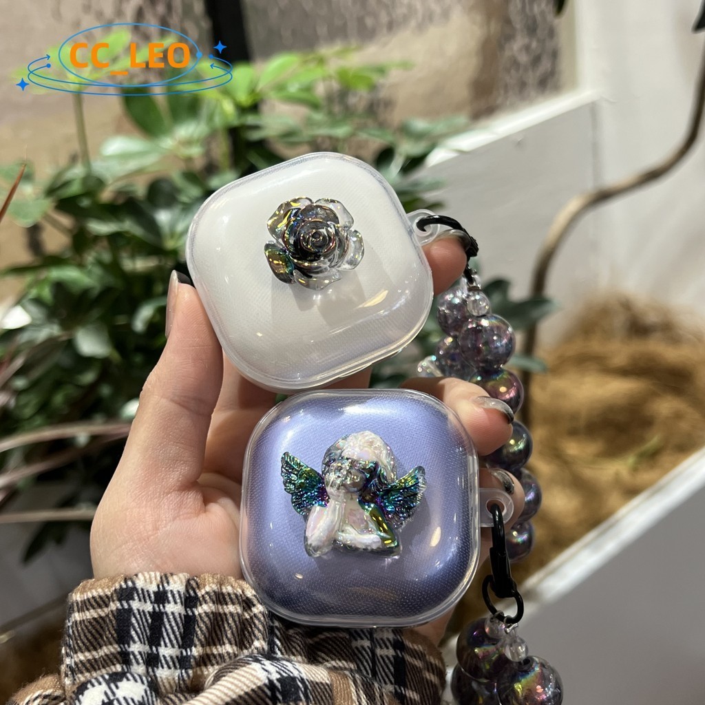 For Anker Soundcore R50i NC Case Cute Camellia Bracelet Soundcore P30i Clear Soft Case Cartoon Angel