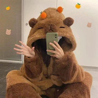 พร้อมส่ง🍊Capybara ชุดน่ารักคาปิบาร่า มาสคอตชุดนอน ตูนชุดนอน คอสเพลย อบอุ่นและหนา รักษาความอบอุ่น
