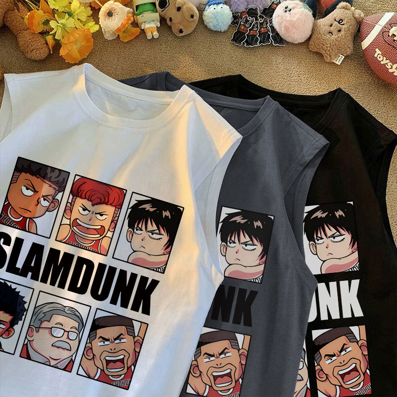 เสื้อกล้ามผู้ชายฤดูร้อนหลวมอินเทรนด์แบรนด์ลําลองกีฬาเสื้อยืดแขนกุด