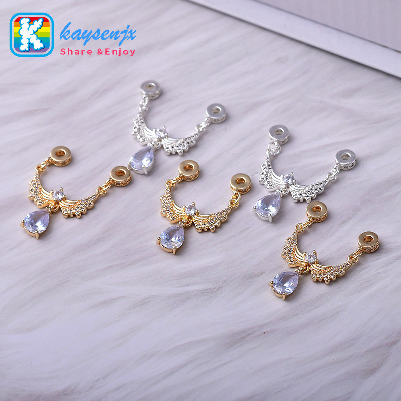 Kaysenjx 14K Gold Micro-set Angel Wings Safety Chain ลูกปัด Spacers จี้สําหรับสร้อยข้อมืออุปกรณ์เสริม DIY Handmade ชิ้นส่วนเครื่องประดับสร้อยข้อมือลูกปัดวัสดุอุปกรณ์เสริมเดิม