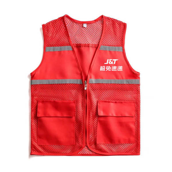 เสื้อกัก vest 2024 ใหม่ J&T Express ตาข่ายเสื้อกั๊กชุดทํางานโลโก้ที่กําหนดเองพิมพ์กลวงระบายอากาศเสื้อกั๊กผู้ชายและสตรีสวมใส่