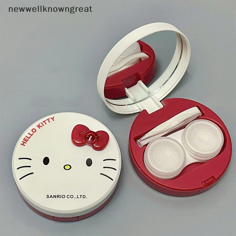 Newwellknowngreat Kawaii Kt Cat คอนแทคเลนส์การ์ตูนน่ารัก Kt Cat แบบพกพามินิคอนแทคเลนส์กล่อง Travel B