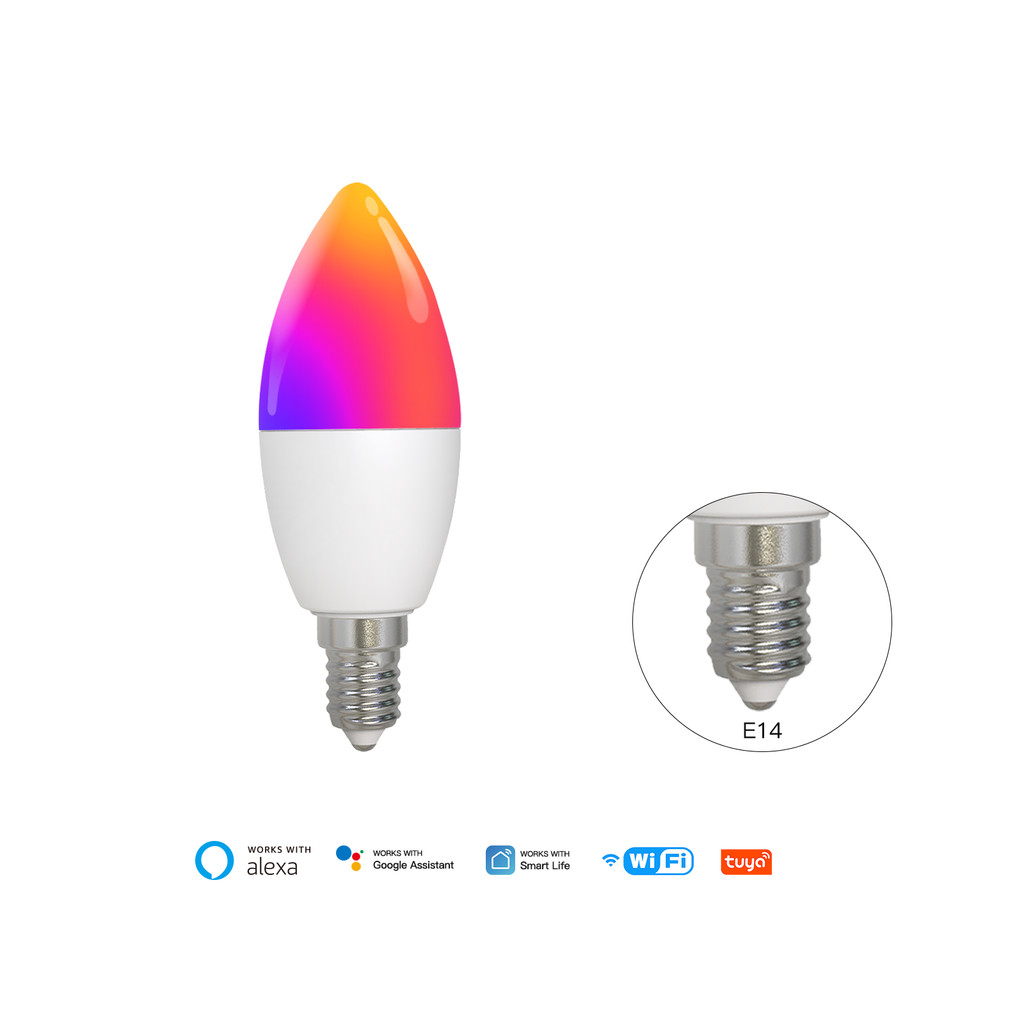 Wifi Smart E14 หลอดไฟ Tuya/Smart life app รีโมทคอนโทรล, RGB Dimming ชุดจับเวลา, alexa google home คว
