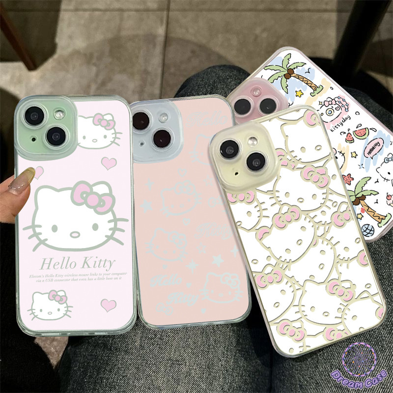 การ์ตูนแมวคิตตี้น่ารักเคสโปร่งใสเข้ากันได้กับ IPhone 7Plus 15 13 11 12 14 Pro Max XR XS X Max 8 7 15 14 Plus SE 2020